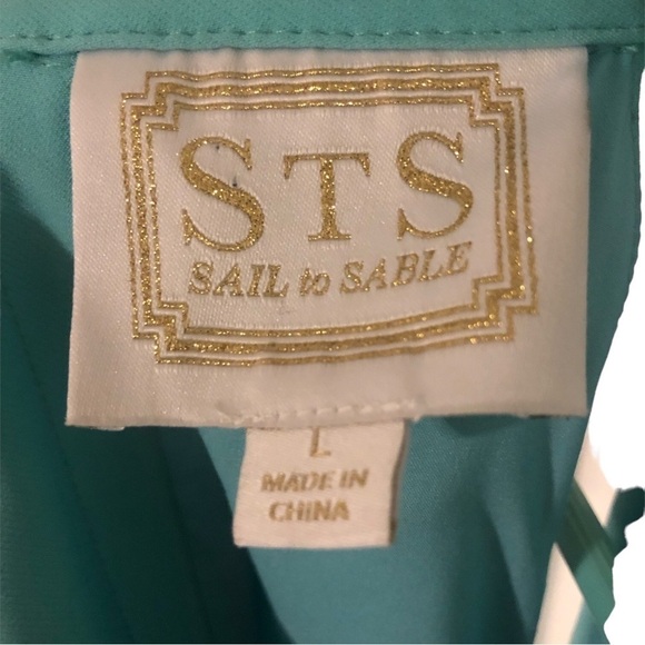 Cowl Neck Shift Dress Sail to Sable Turquoise Slvls. Button Back 60's Vibes L - Picture 2 of 7